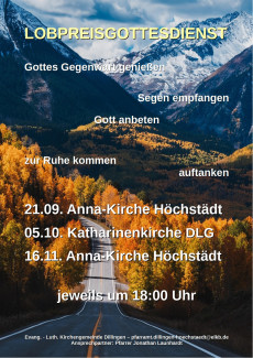 Lobpreis Gottesdienste zweites Halbjahr